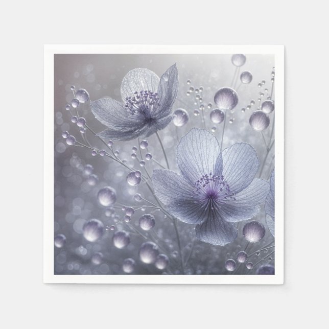 Serviette En Papier Cosmos pourpre et gouttes de ragoût (Devant)