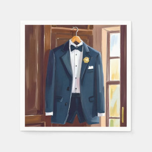 Serviette En Papier Costume de Garçon d'Honneur   Aquarelle Enterremen