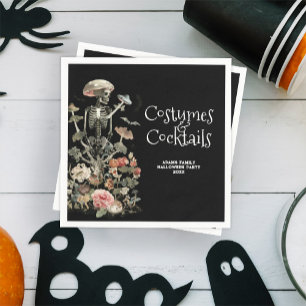 Serviette En Papier Costume Éffrayant et cocktails Halloween noir
