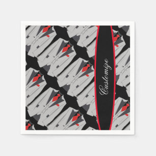 Serviette En Papier Costume gris homme personnalisé et Cravate rouge