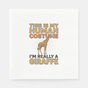 Serviette En Papier Costume Humain de Girafe Drôle Gravure Vintage Shi