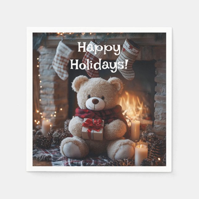 Serviette En Papier Cosy Teddy Bear Conception de vacances (Devant)