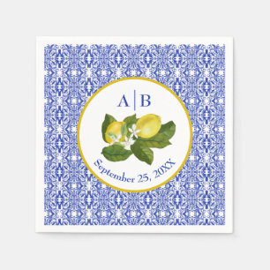 Serviette En Papier Côte d'Amalfi I Citron Italien et Carreau Bleu Mon