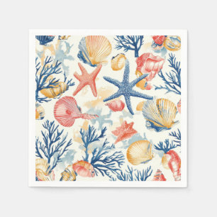 Serviette En Papier Côtière rustique - Coquillages, Starfish, Reef (10