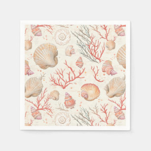 Serviette En Papier Côtière rustique - Coquillages, Starfish, Reef (16