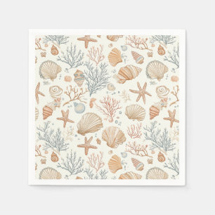 Serviette En Papier Côtière rustique - Coquillages, Starfish, Reef (32