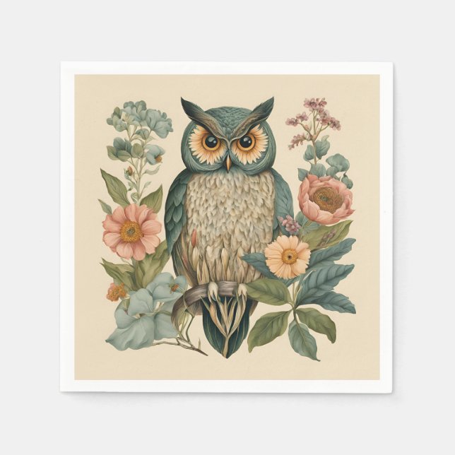 Serviette En Papier Cottagecore Cute Owl (Devant)