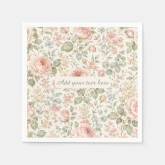 Serviette En Papier Cottagecore Rose Poussiéreuse Vert Sauge Floral Ja