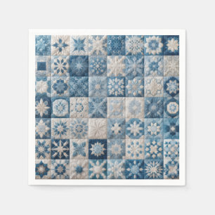 Serviette En Papier Couche de flocons de neige bleu et blanc