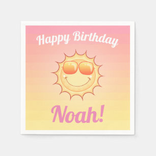 Serviette En Papier Coucher de soleil d'anniversaire personnalisé