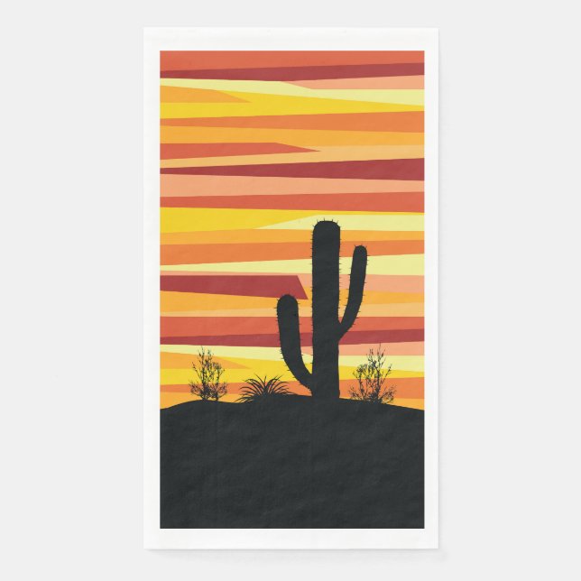 Serviette En Papier Coucher de soleil géométrique dans le désert (Devant)