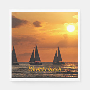 Serviette En Papier Coucher de soleil hawaïen, Plage de Waikiki,