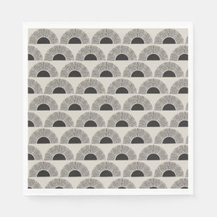 Serviette En Papier Coucher de soleil noir et beige moderne Motif d'ar