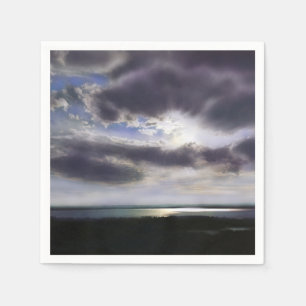 Serviette En Papier Coucher de soleil romantique sur le lac