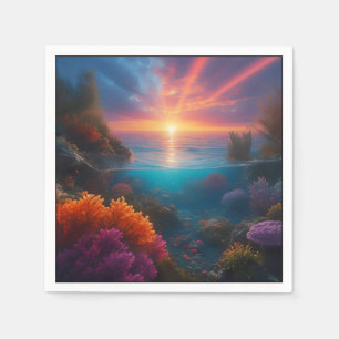 Serviette En Papier Coucher de soleil sous-marin Tropical 1