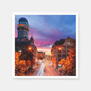 Serviette En Papier Coucher de soleil suisse de Zurich