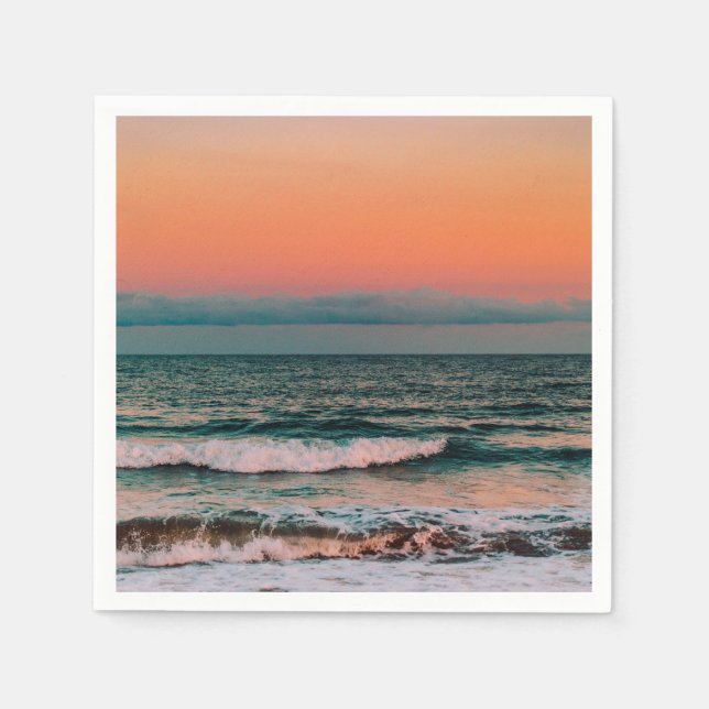 Serviette En Papier coucher de soleil sur la mer (Devant)
