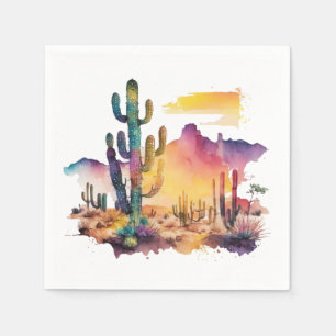 Serviette En Papier coucher de soleil sur le désert mexicain
