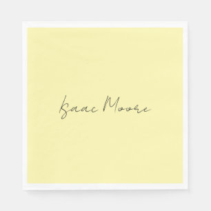 Serviette En Papier Couleur Crème Élégant Simple Nom Calligraphie Scri
