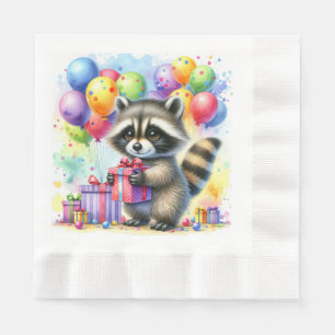 Serviette En Papier Couleur d'eau douce Raccoon de dessin