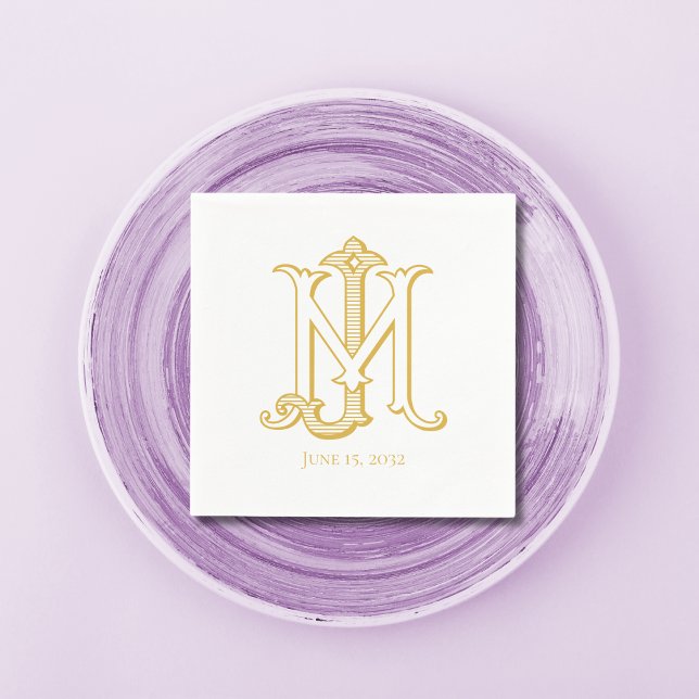 Serviette En Papier COULEUR MODIFICATIVE JM Monogramme MJ Monogramme N (Créateur téléchargé)