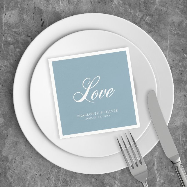 Serviette En Papier Couleur personnalisée Élégante Cursive Love Mariag (Créateur téléchargé)
