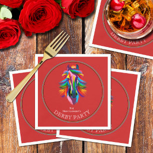 Serviette En Papier Couleur Racehorse Derby Party Rouge