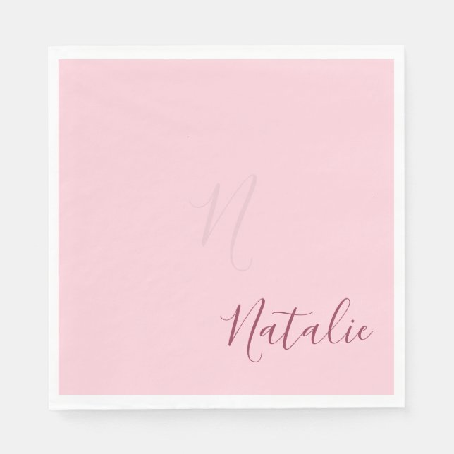Serviette En Papier Couleur rose pastel - élégante personnalisée (Devant)