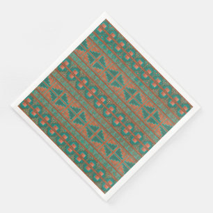 Serviette En Papier Couleurs en cuivre Turquoise sud-ouest Motif géomé
