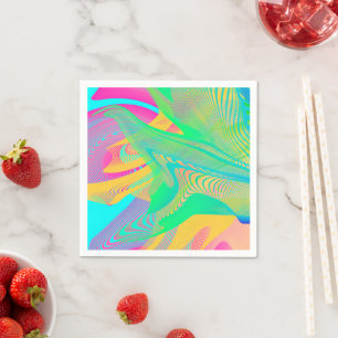 Serviette En Papier COULEURS FLUO - Art Fractal -