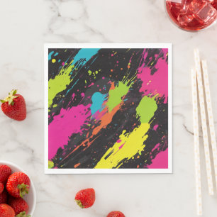 Serviette En Papier Couleurs néon Retro Paint Splatter