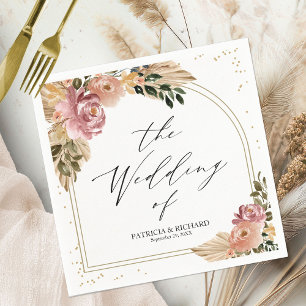 Serviette En Papier Couleurs Neutres Chic Mariage Floral Bohème