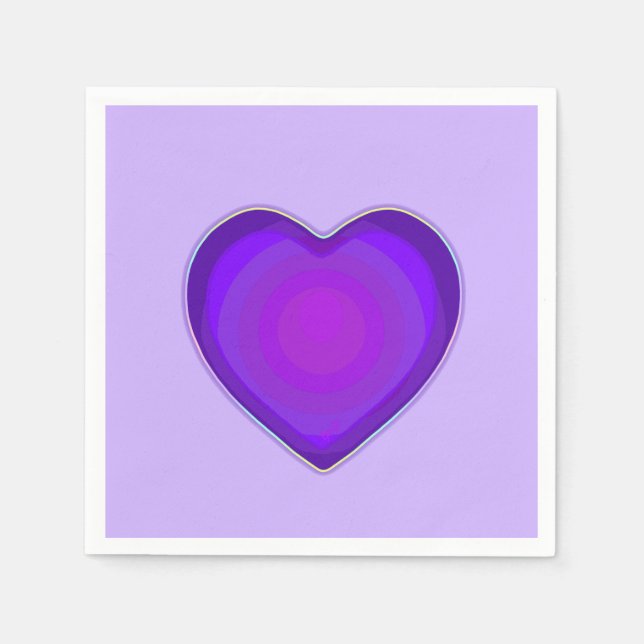 Serviette En Papier Couleurs pastel & coeurs violets battre (Devant)
