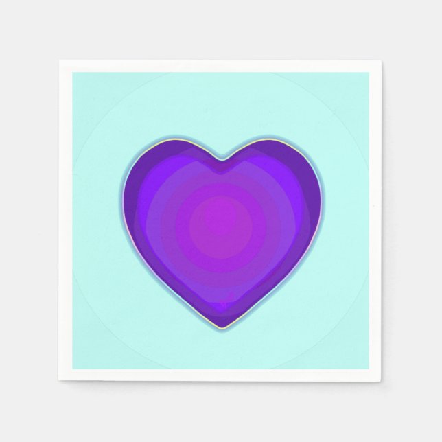 Serviette En Papier Couleurs pastel & coeurs violets battre (Devant)