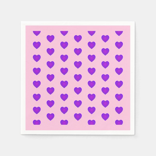 Serviette En Papier Couleurs pastel & coeurs violets battre (Devant)