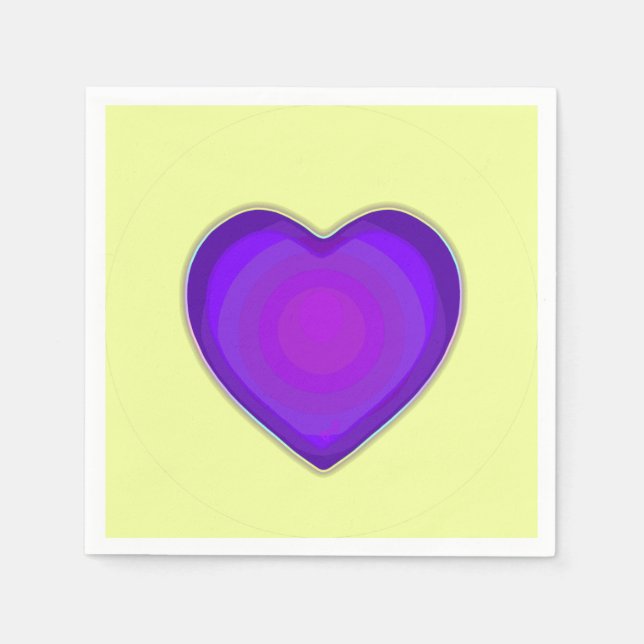 Serviette En Papier Couleurs pastel & coeurs violets battre (Devant)
