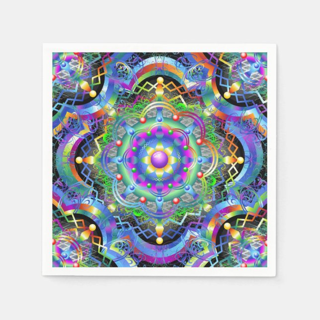 Serviette En Papier Couleurs psychédéliques Universe Mandala (Devant)