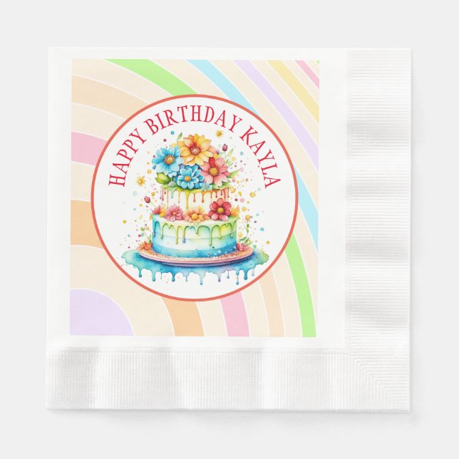 Serviette En Papier Couleurs rétro et fête d'anniversaire (Devant)