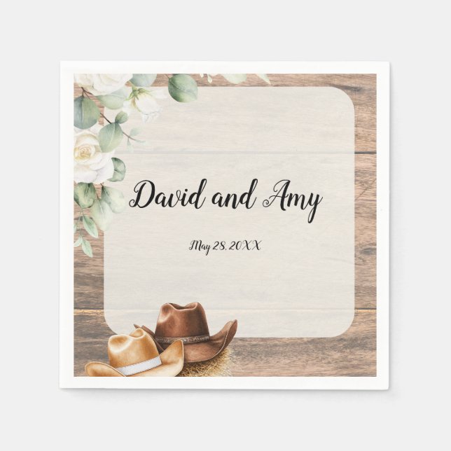 Serviette En Papier Country Cowboy Western Mariage Cocktail Napkin (Devant)