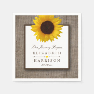 Serviette En Papier Country Rustic Tournesol & Mariage Burlap