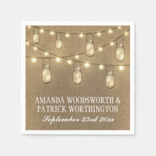Serviette En Papier Country Rustique Burlap Mason Jar Mariage serviett