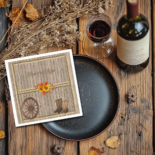 Serviette En Papier Country Western, Sunflowers Bois corde Custom