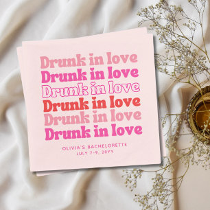 Serviette En Papier Coup de coeur dans Love Retro Pink Bachelorette Pa