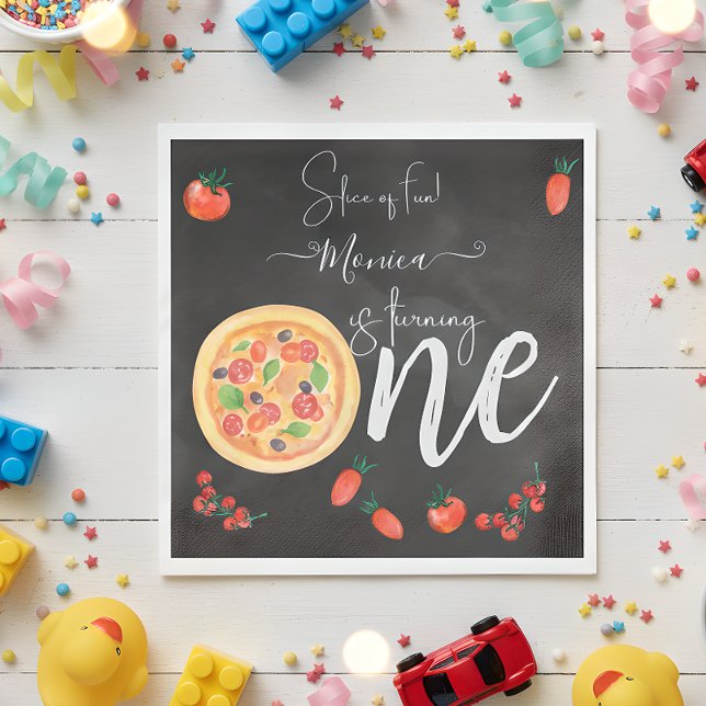 Serviette En Papier Coupe de plaisir, premier anniversaire de pizza (Créateur téléchargé)