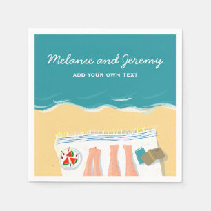 Serviette En Papier Couple bronzage sur la plage Personnalisé