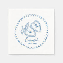 Couple de fiancés fantaisistes Cœurs bleus Doodle 