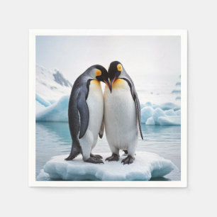 Serviette En Papier Couple De Pingouin Sur Un Iceberg