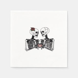 Serviette En Papier Couple de squelette romantique - Gothique Avec Mai