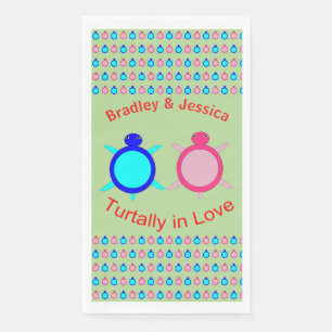 Serviette En Papier Couple de tortue mignonne personnalisé