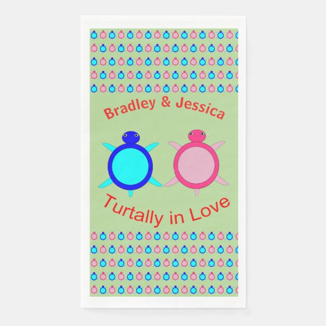 Serviette En Papier Couple de tortue mignonne personnalisé (Devant)